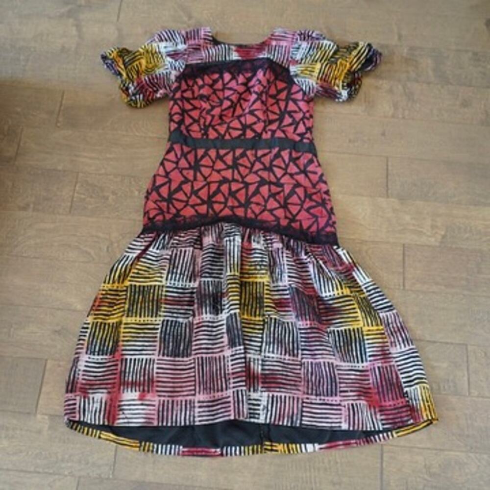 Sophies Couture Short Sleeve Geometric A Line Dress Multicolor Womens Size 14